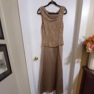 Vintage Lurex Deep Beige Gown